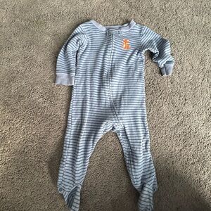 Carter's Blue and Gray Striped Footie with Fox Accent